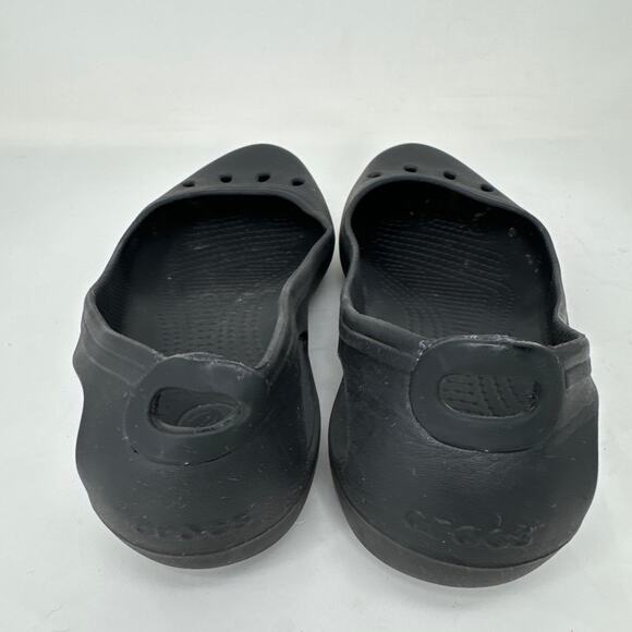 Crocs Kadee Shoes Ballet Flats Cutout Rounded Toe Slip On Black Womens Size 8 - Picture 4 of 8